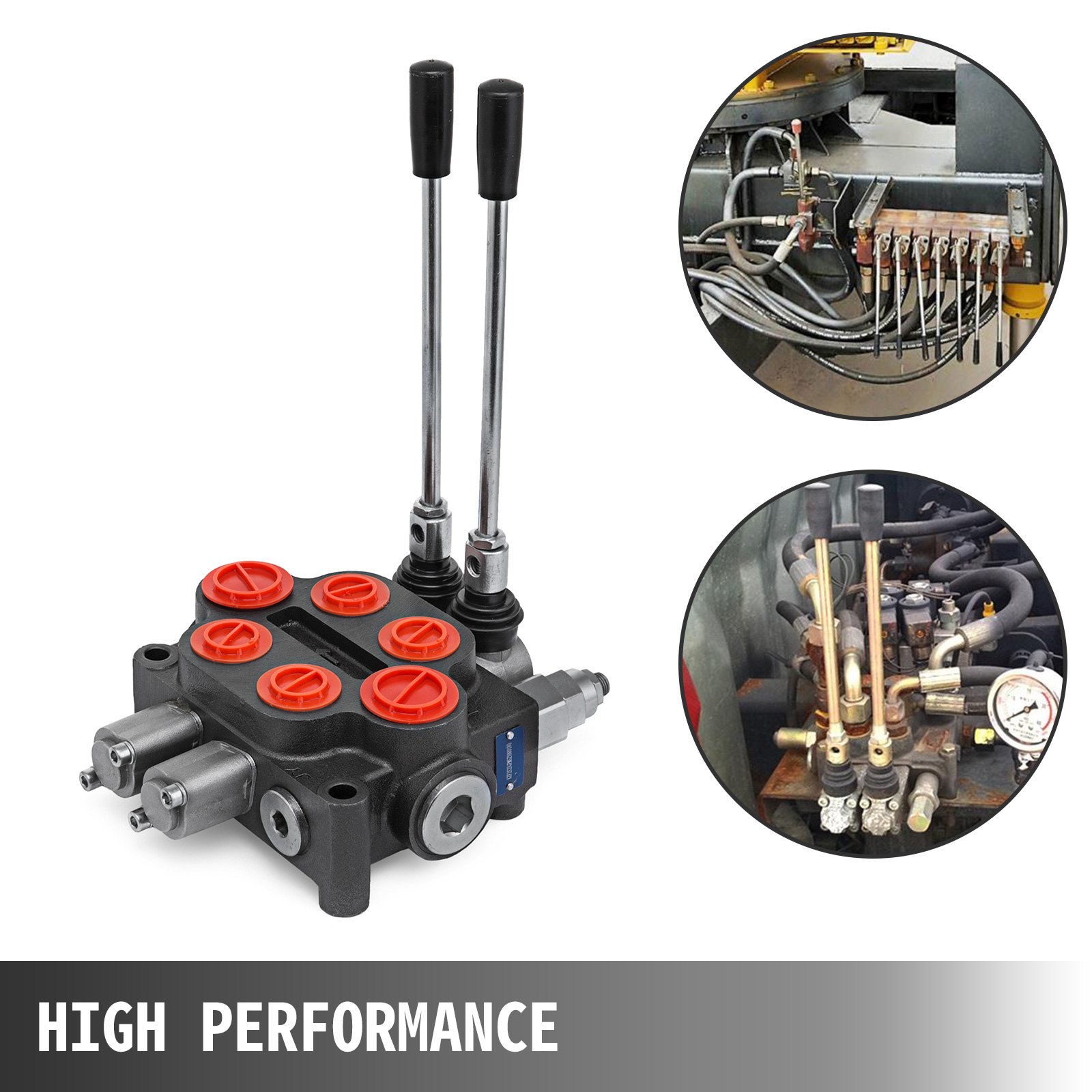 VEVOR Hydraulic Control Valve 2 Spool Hydraulic Directional Control Valve 25 GPM Hydraulic Valve Double Acting for Tractors loaders Tanks 3000PSI