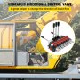 yellow crane cabin with inset of VEVOR hydraulic control valve and product description.