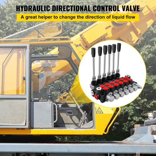 VEVOR Hydraulic Directional Control Valve, 6 Spool Hydraulic Spool Valve, 11 GPM Hydraulic Loader Valve, 3600 PSI Directional Control Valve, Hydraulic Valves And Controls For Tractors Loaders Tanks