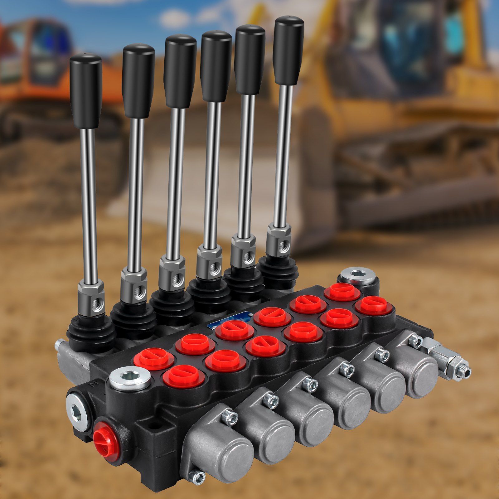 VEVOR Hydraulic Directional Control Valve, 6 Spool Hydraulic Spool Valve, 11 GPM Hydraulic Loader Valve, 3600 PSI Directional Control Valve, Hydraulic Valves And Controls For Tractors Loaders Tanks