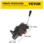 VEVOR hydraulic control valve with dimensions 4.7in x 9.4in x 15.2in.