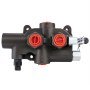 VEVOR hydraulic control valve with red connectors and black body against white background.
