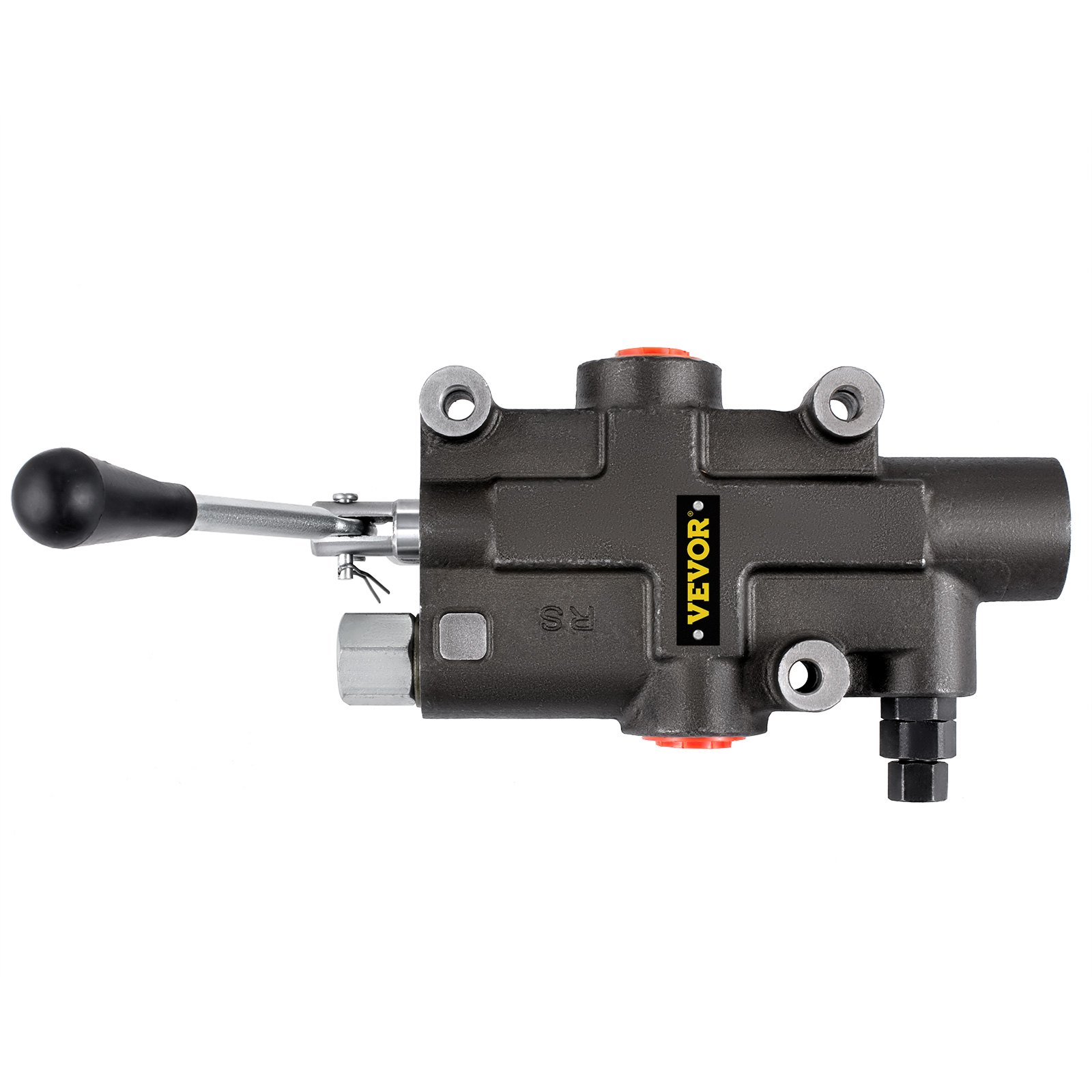 VEVOR hydraulic control valve with black lever and metallic connectors.