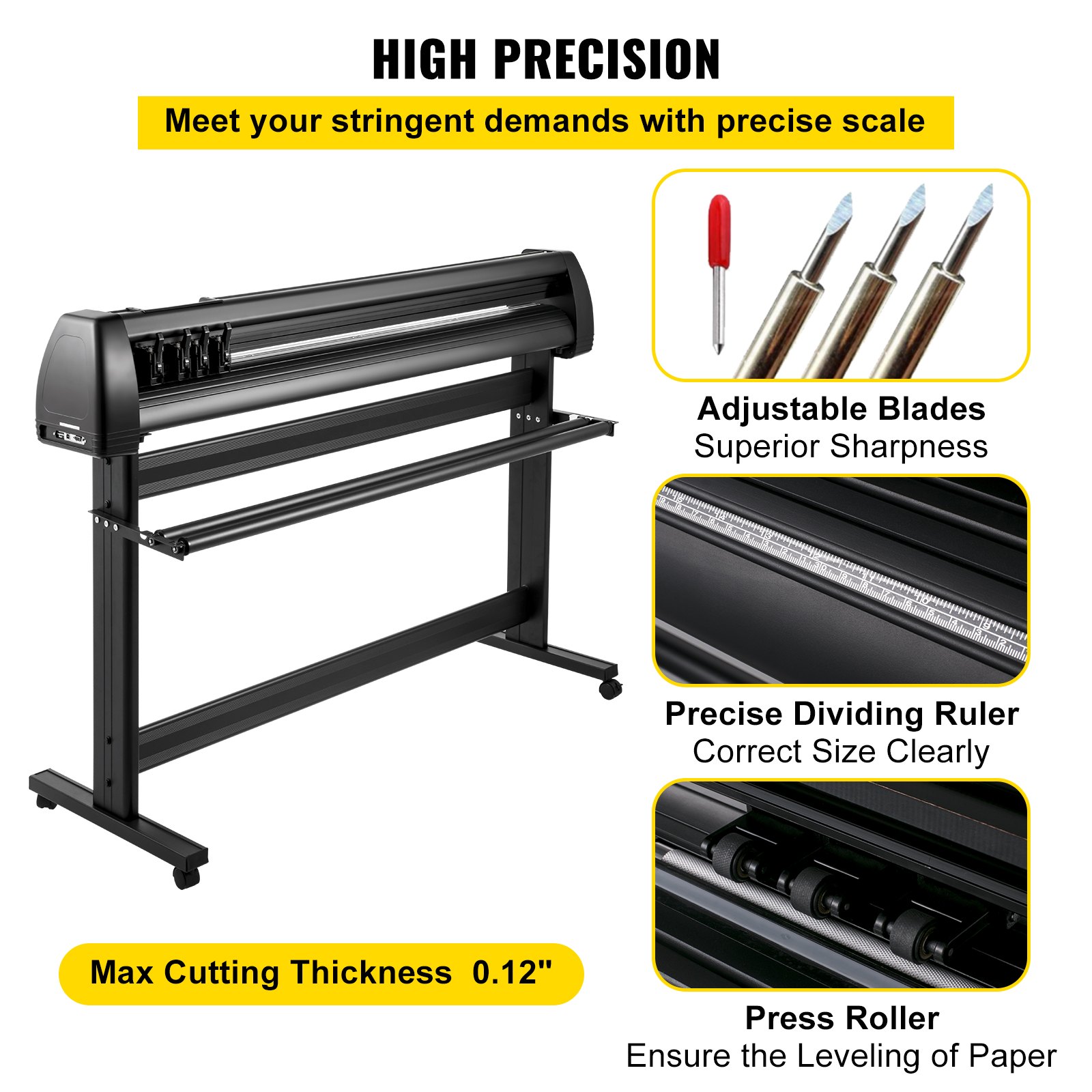 VEVOR Vinyl Cutter Machine, 53" vinylový plotter, LCD Display plotter, plotr se třemi nastavitelnými přítlačnými válečky, plotr na řezání značek, vinylová řezačka se SignCut a software SignMaster pro návrh a řezání