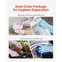 Guantes de limpieza reutilizables, 2 pares, guantes para lavavajillas domésticos, antideslizantes, grandes