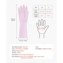Reusable Cleaning Gloves 2 Pairs Household Dishwashing Gloves Non-Slip Large