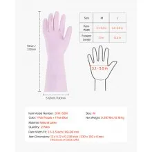 Reusable Cleaning Gloves 2 Pairs Household Dishwashing Gloves Non-Slip Medium