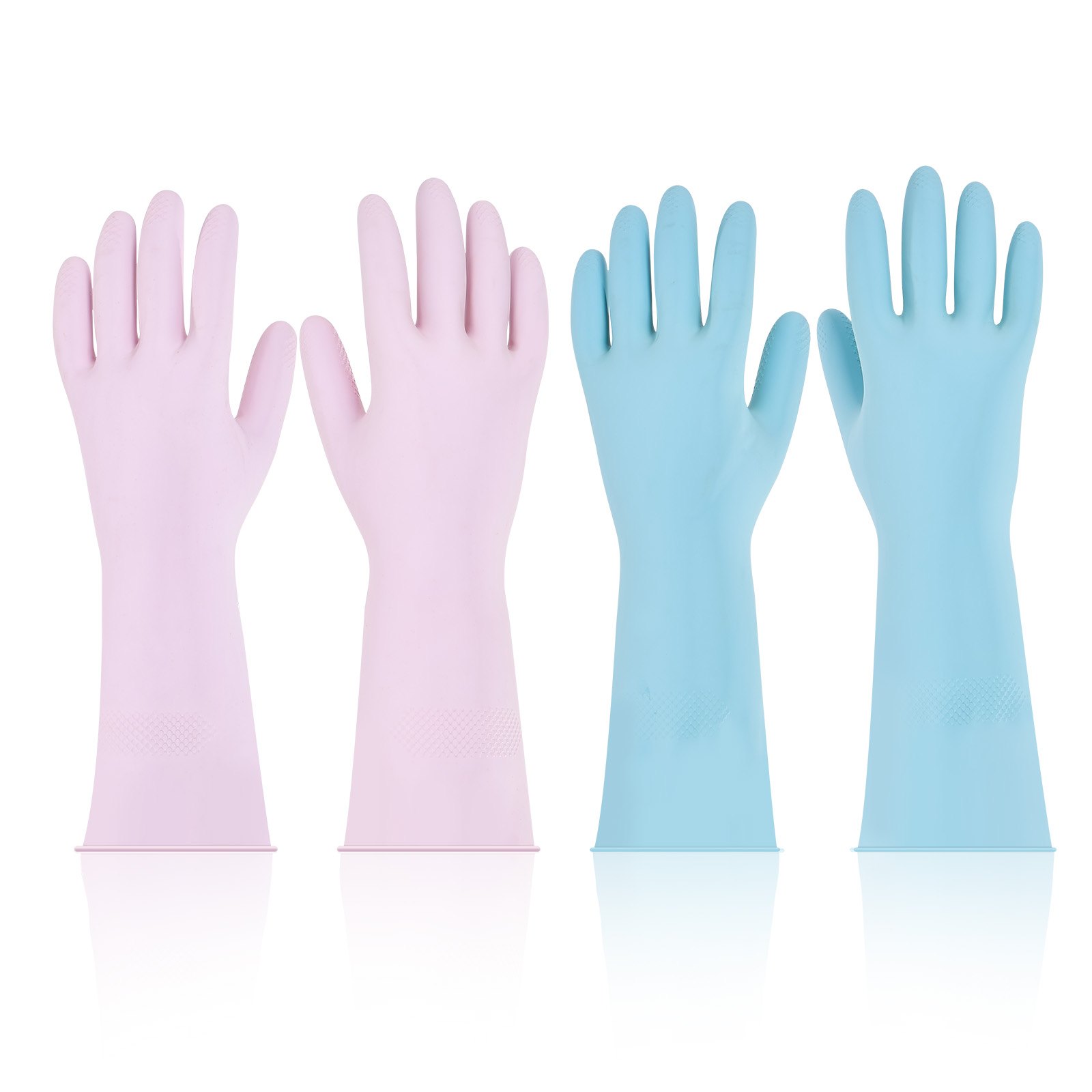 VEVOR Reusable Dishwashing Gloves, 2 Pairs Colorful Reusable Household Kitchen Cleaning Gloves for Washing Dishes and Cleaning Tasks, Flexible Long-lasting and Non-Slip, Medium, Pink + Purple