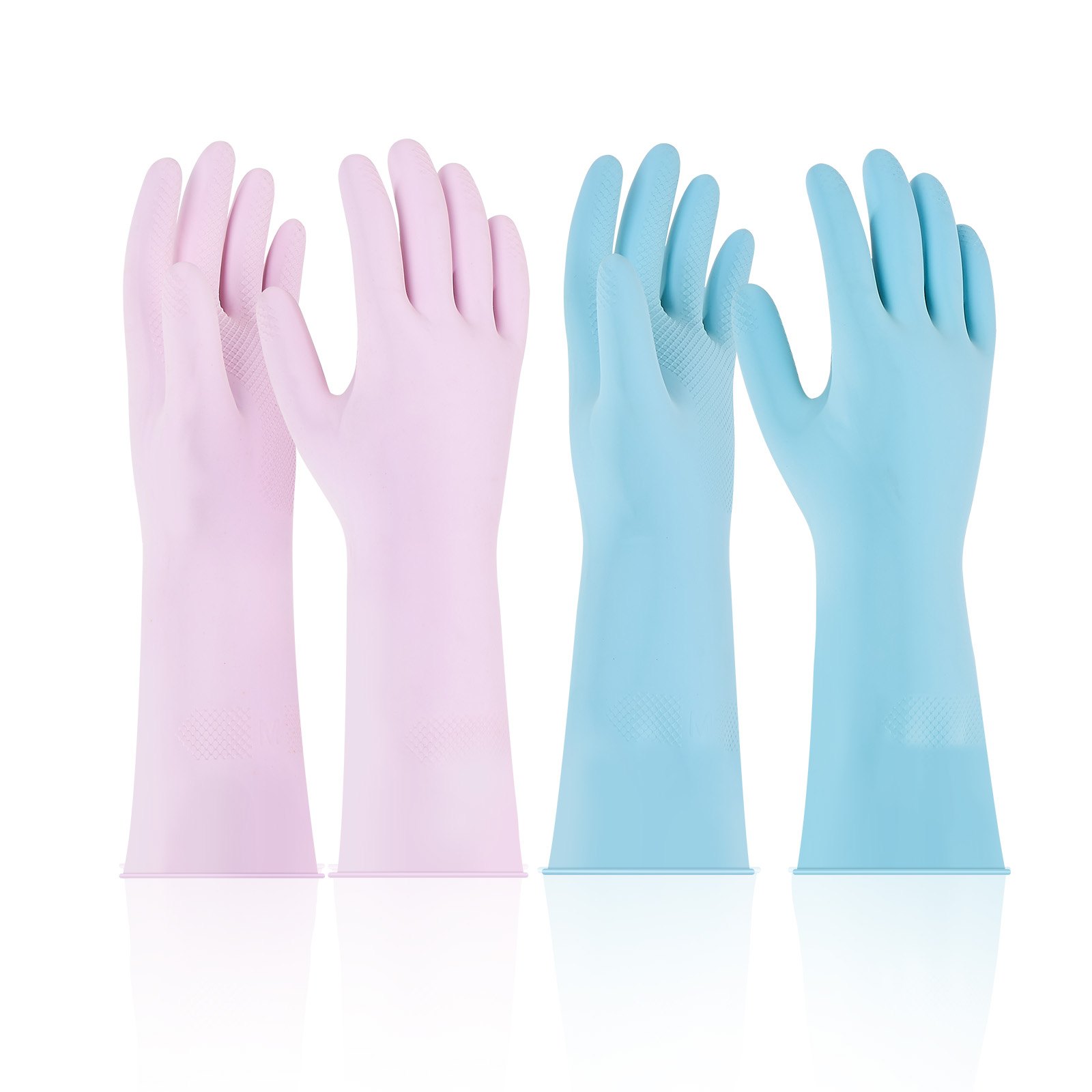 VEVOR Reusable Dishwashing Gloves, 2 Pairs Colorful Reusable Household Kitchen Cleaning Gloves for Washing Dishes and Cleaning Tasks, Flexible Long-lasting and Non-Slip, Medium, Pink + Purple