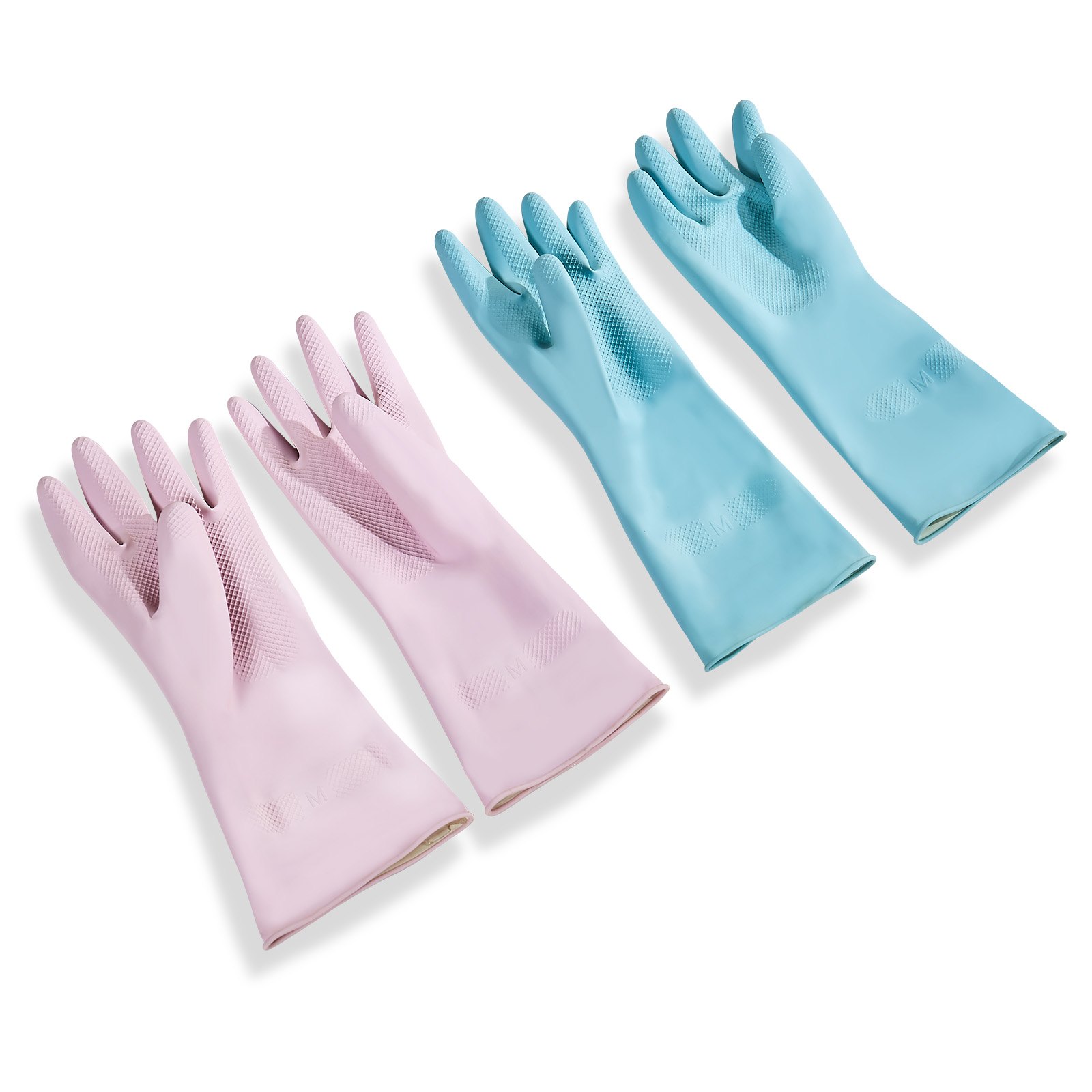 VEVOR Reusable Dishwashing Gloves, 2 Pairs Colorful Reusable Household Kitchen Cleaning Gloves for Washing Dishes and Cleaning Tasks, Flexible Long-lasting and Non-Slip, Medium, Pink + Purple