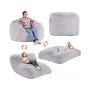 VEVOR Bean Bag Bed Chair, Convertible Chair from BeanBag to Lounge or Mattress, Gaint Bean Bag Chair Bed with Washable Cover for Adults, Fluffy Plush, Foam Filling and Side Pocket, Grey(Queen Size)
