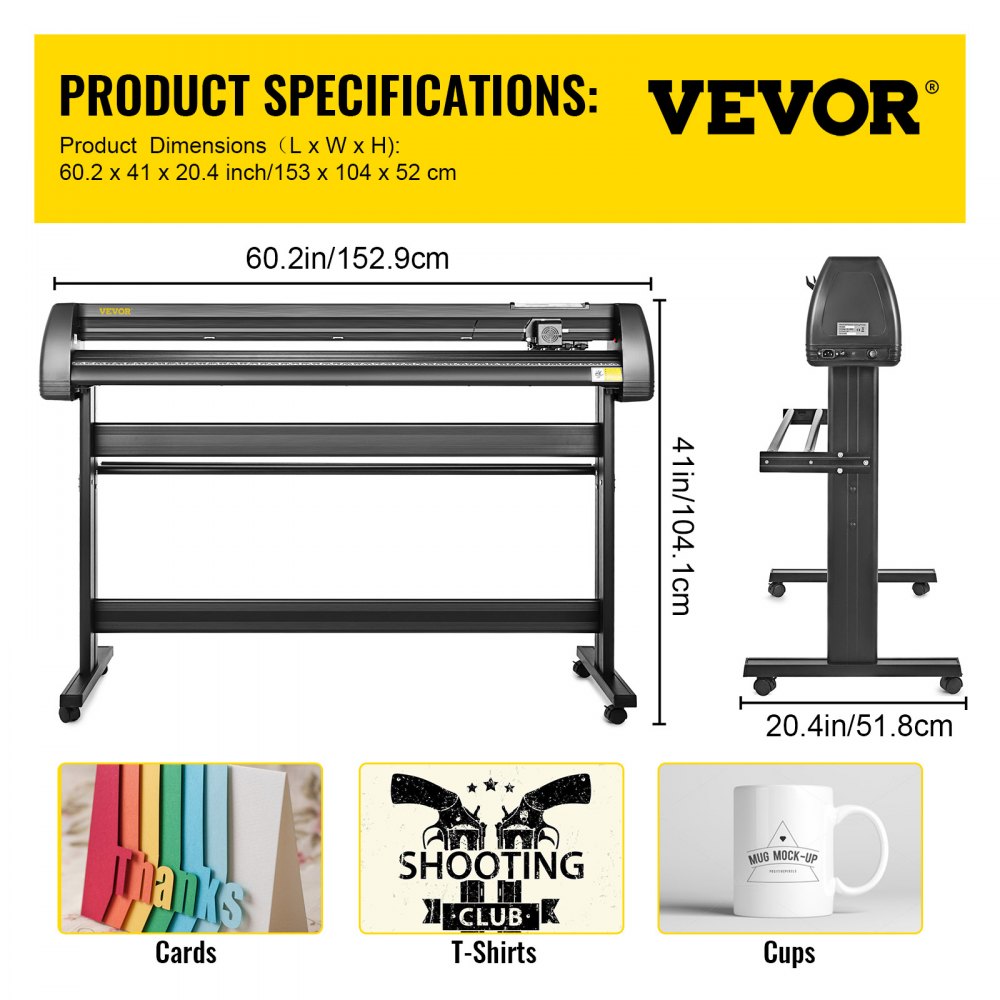 VEVOR Vinyl Cutter Plotter Machine, 53" Signmaster Software Sign Making Machine, 1350mm Paper Feed Vinyl Cutter Plotter with Stand (53" 1350mm)