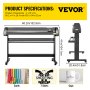 VEVOR vinylskjærerplottermaskin 53” Signmaster-programvare Skiltmaskin 1350 mm papirmatet vinylskjærerplotter med stativ (53” 1350 mm)