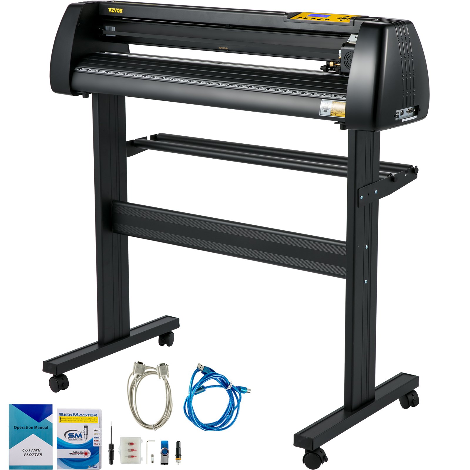 VEVOR Vinyl Cutter Machine, 34 Inch Paper Feed Cutting Plotter Bundle, Adjustable Force & Speed Vinyl Printer, LCD Display Windows Compatible Sign Making kit w/ Signmaster Software, Supplies, 3 Blades