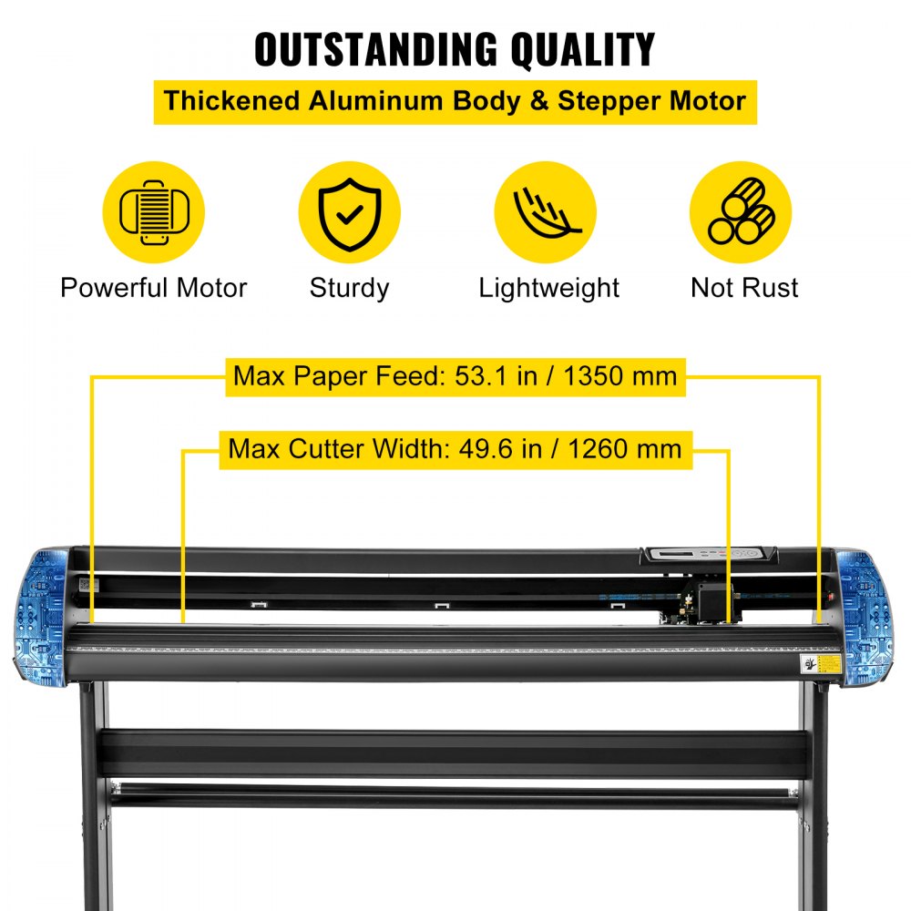 VEVOR Vinyl Cutter 53Inch Vinyl Cutter Machine Manual Vinyl Printer Plotter Cutter with Floor Stand Vinyl Plotter Adjustable Force Speed for Sign Making