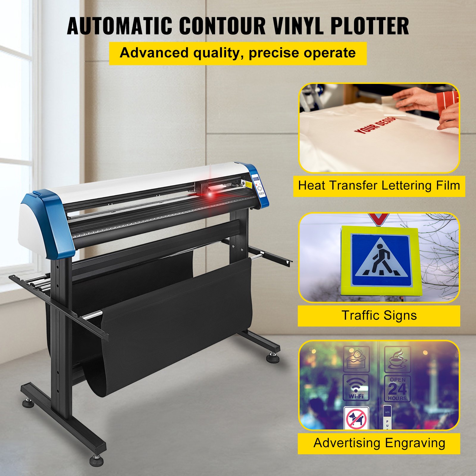 VEVOR 53-Inch Automatic Contour Vinyl Cutter Plotter Force & Speed Adjustable Sign Cutting With Floor Stand & Signmaster Software