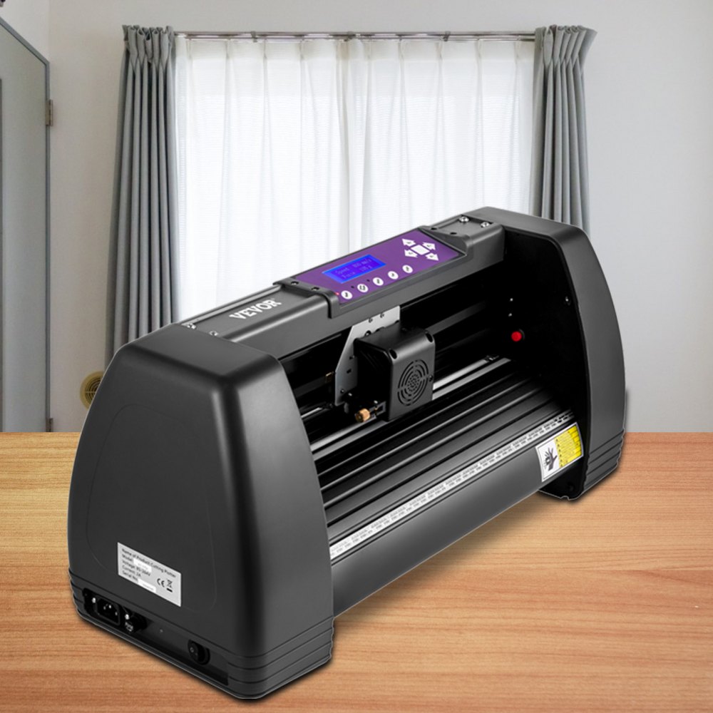 VEVOR Vinyl Cutter, 14 in / 375 mm Vinyl Plotter, Off-line Cutting Machine w/LCD, Desktop Design, Adjustable Force and Speed for Sign Making Plotter Cutter, Available with COM, USB and U-Disk 3 Ports