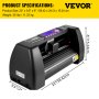 VEVOR vinyl cutter with digital display, 23"x 6"x 9.5", weighing 25 lbs.