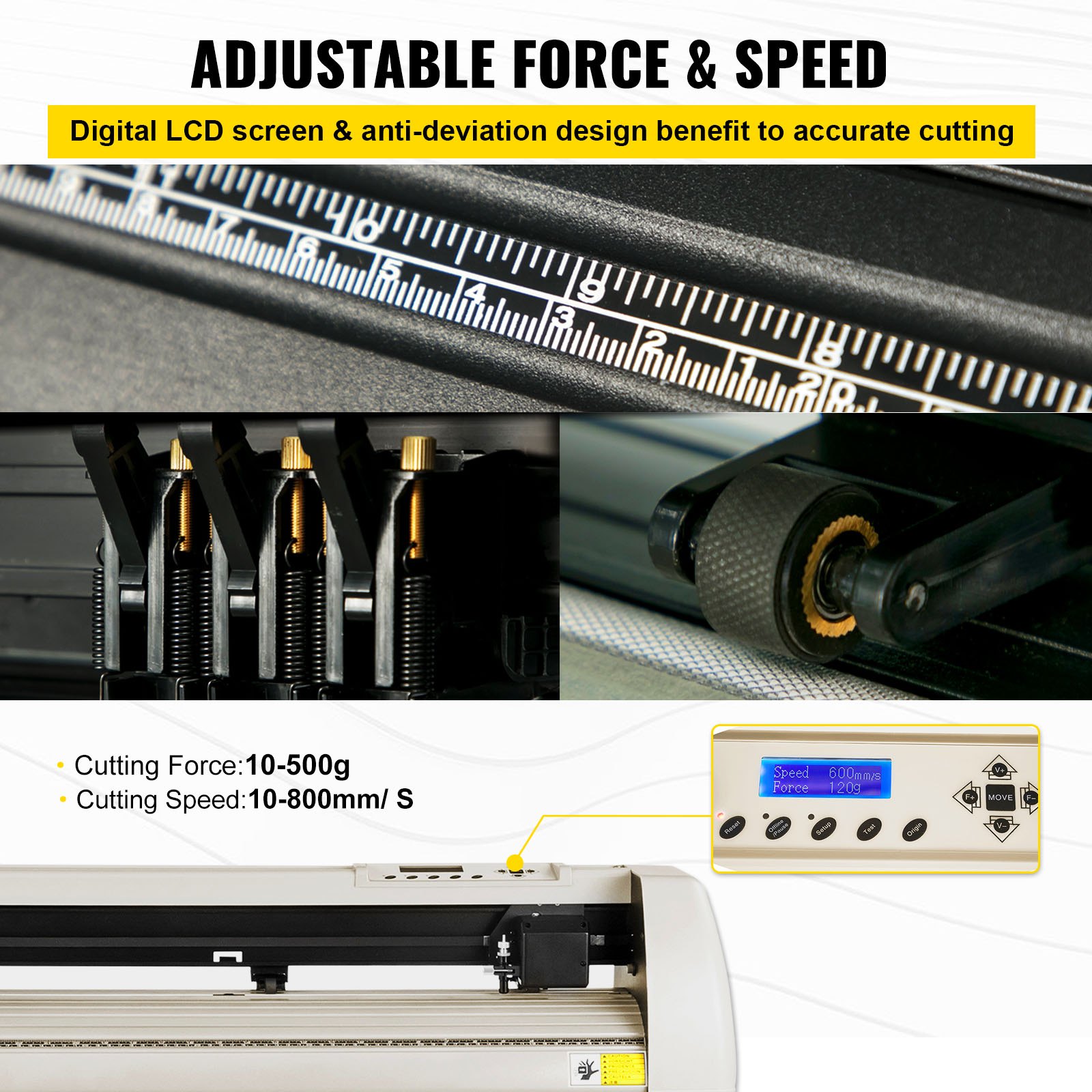 VEVOR Vinyl Cutter Machine, 28 Inch Paper Feed Cutting Plotter Bundle, Adjustable Force & Speed Vinyl Printer, LCD Display Windows Compatible Sign Making kit w/Signmaster, Stand, Supplies, 20 Blades