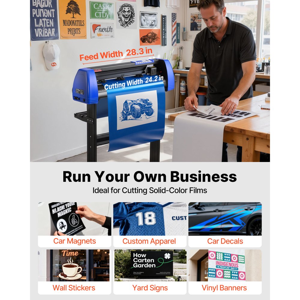 VEVOR Vinyl Cutter, 28" Vinyl Cutter Machine with 20 Blades, Maximum Paper Feed 720mm Vinyl Plotter Cutter Machine with Sturdy Floor Stand Adjustable Force and Speed for Sign Making