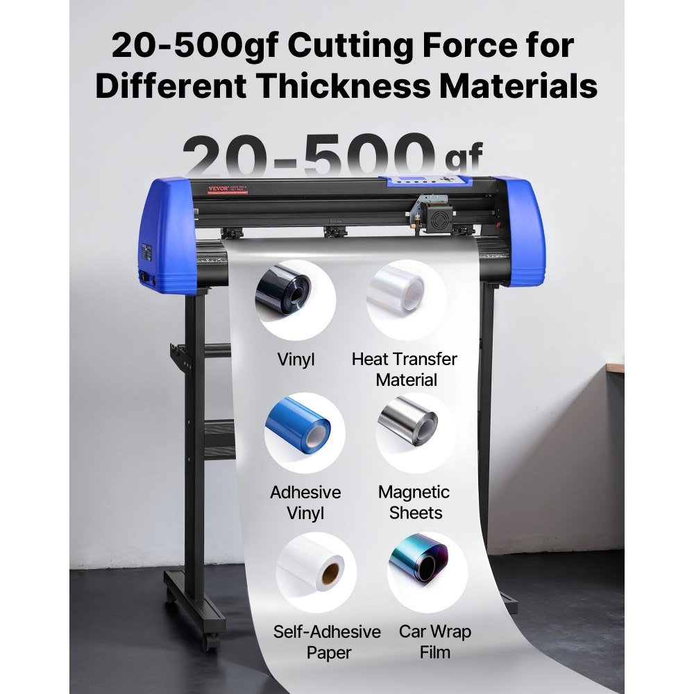 VEVOR Vinyl Cutter, 28" Vinyl Cutter Machine with 20 Blades, Maximum Paper Feed 720mm Vinyl Plotter Cutter Machine with Sturdy Floor Stand Adjustable Force and Speed for Sign Making