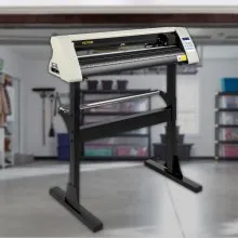 VEVOR Vinyl Cutter Machine, 28 Inch Paper Feed Cutting Plotter Bundle, Adjustable Force & Speed Vinyl Printer, LCD Display Windows Compatible Sign Making kit w/Signmaster, Sturdy Stand, 3Blades, White