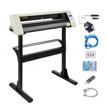 VEVOR Vinyl Cutter Machine, 28 Inch Paper Feed Cutting Plotter Bundle, Adjustable Force & Speed Vinyl Printer, LCD Display Windows Compatible Sign Making kit w/Signmaster, Sturdy Stand, 3Blades, White