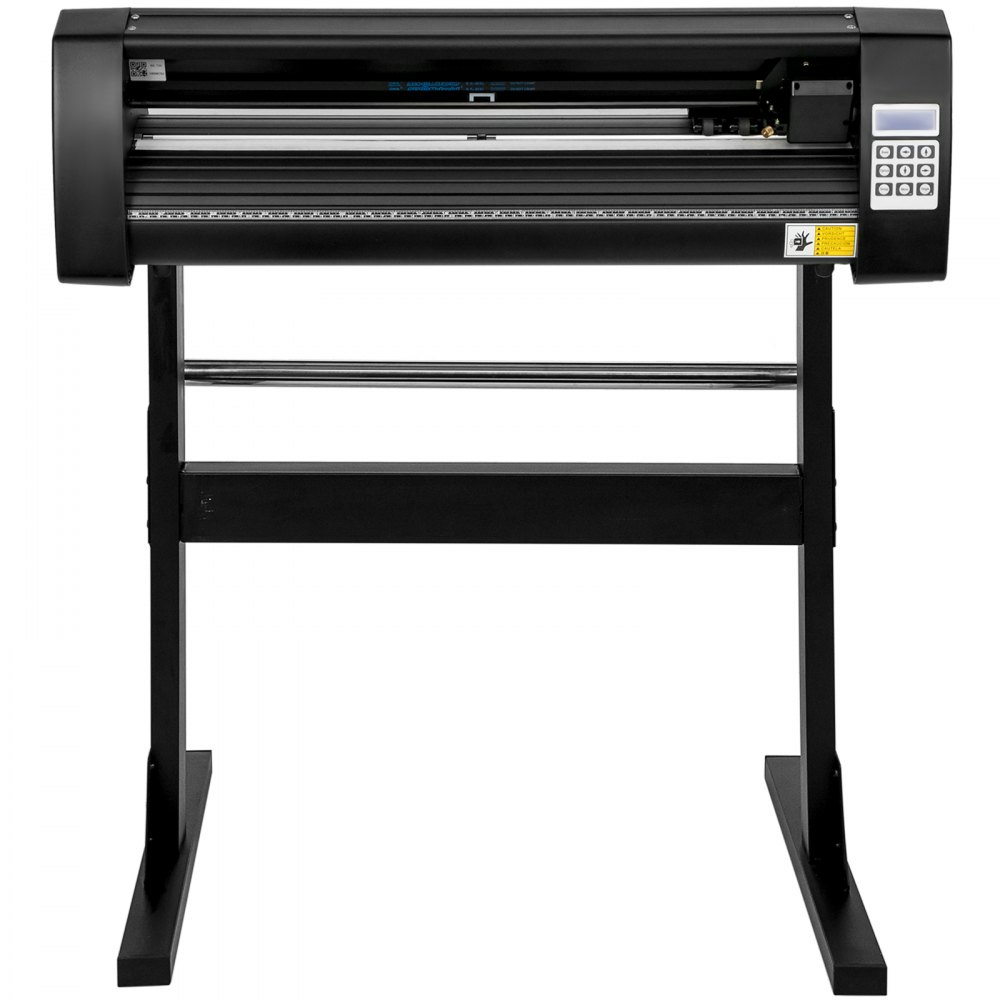 VEVOR Vinyl Cutter Machine, 28 Inch Paper Feed Cutting Plotter Bundle, Adjustable Force & Speed Vinyl Printer, LCD Display Windows Compatible Sign Making kit w/Signmaster, Sturdy Stand, 3Blades, Black