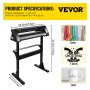 VEVOR Vinyl Cutter Machine, 28 Inch Paper Feed Cutting Plotter Bundle, Adjustable Force & Speed Vinyl Printer, LCD Display Windows Compatible Sign Making kit w/Signmaster, Sturdy Stand, 3Blades, Black