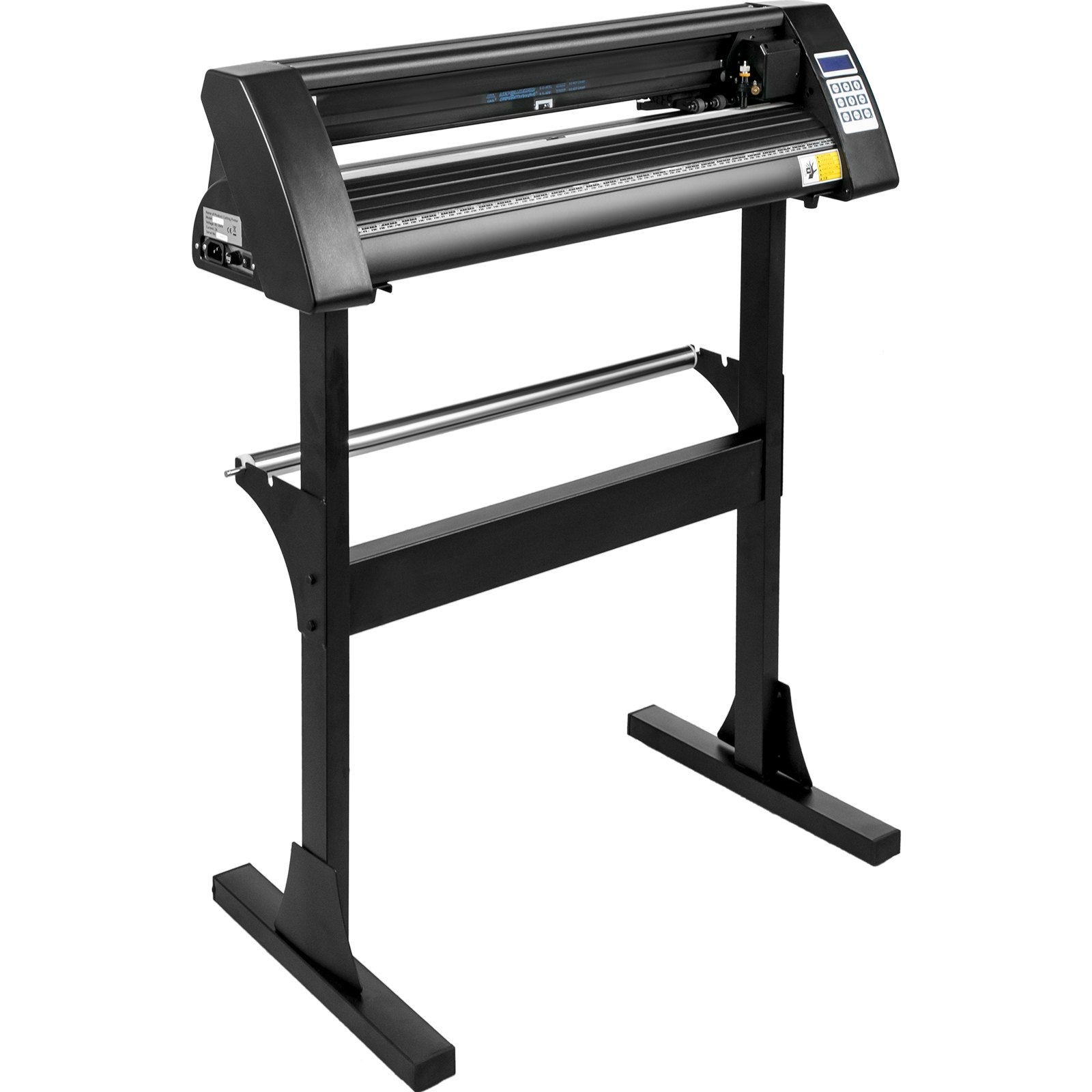 VEVOR Vinyl Cutter Machine, 28 Inch Paper Feed Cutting Plotter Bundle, Adjustable Force & Speed Vinyl Printer, LCD Display Windows Compatible Sign Making kit w/Signmaster, Sturdy Stand, 3Blades, Black