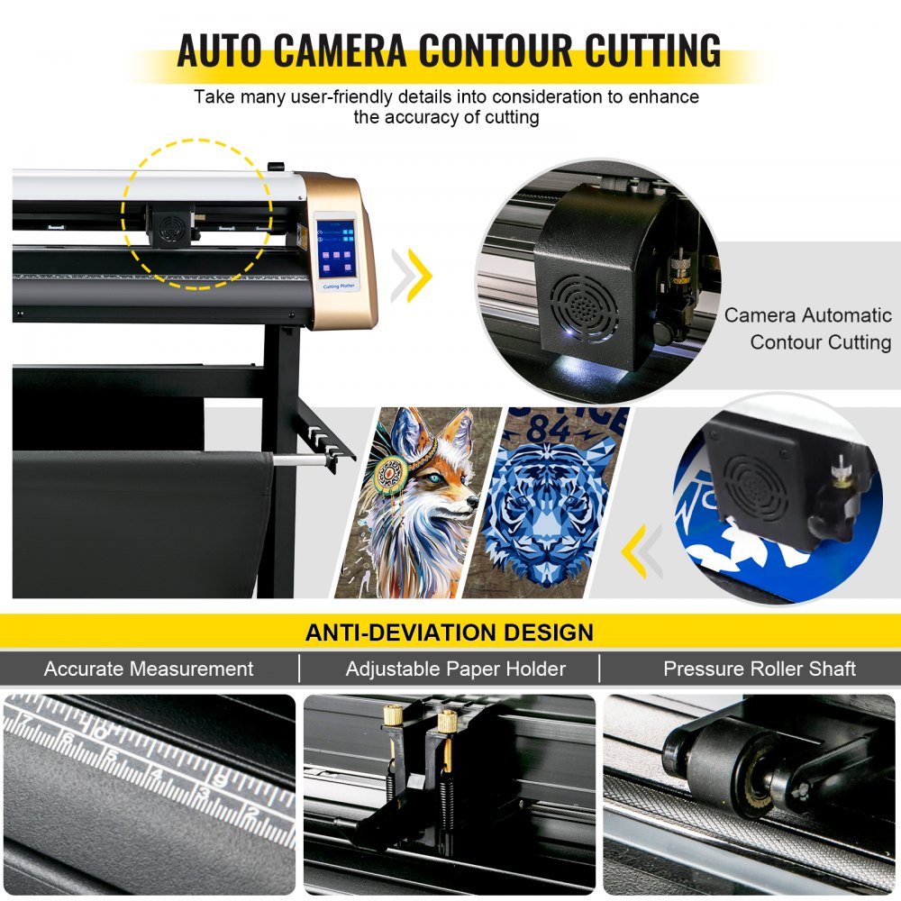 VEVOR Vinyl Cutter Machine, 720mm Cutting Plotter, Automatic Camera Contour Cutting 28” Plotter Printer with Touch Screen & Servo Motor Vinyl Cutting Machine Adjustable Force and Speed for Sign Making