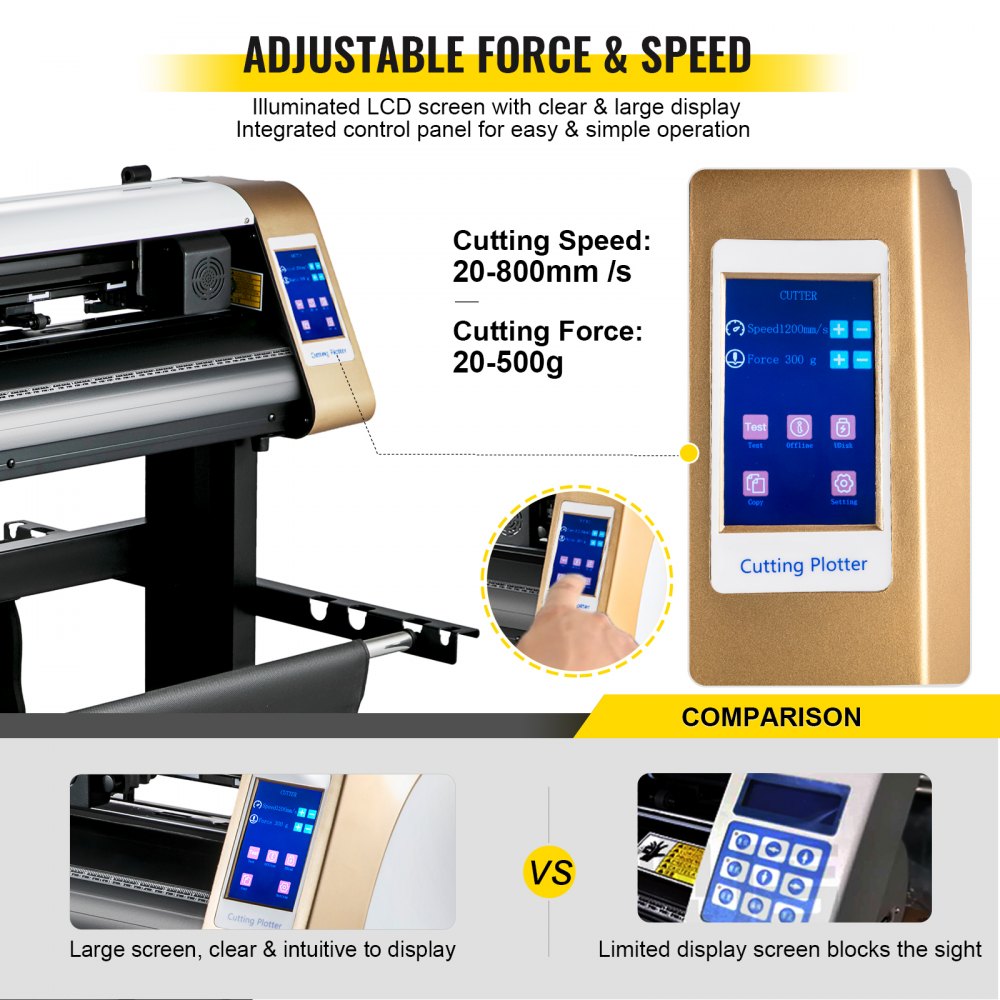 VEVOR Vinyl Cutter Machine, 720mm Cutting Plotter, Automatic Camera Contour Cutting 28” Plotter Printer with Touch Screen & Servo Motor Vinyl Cutting Machine Adjustable Force and Speed for Sign Making