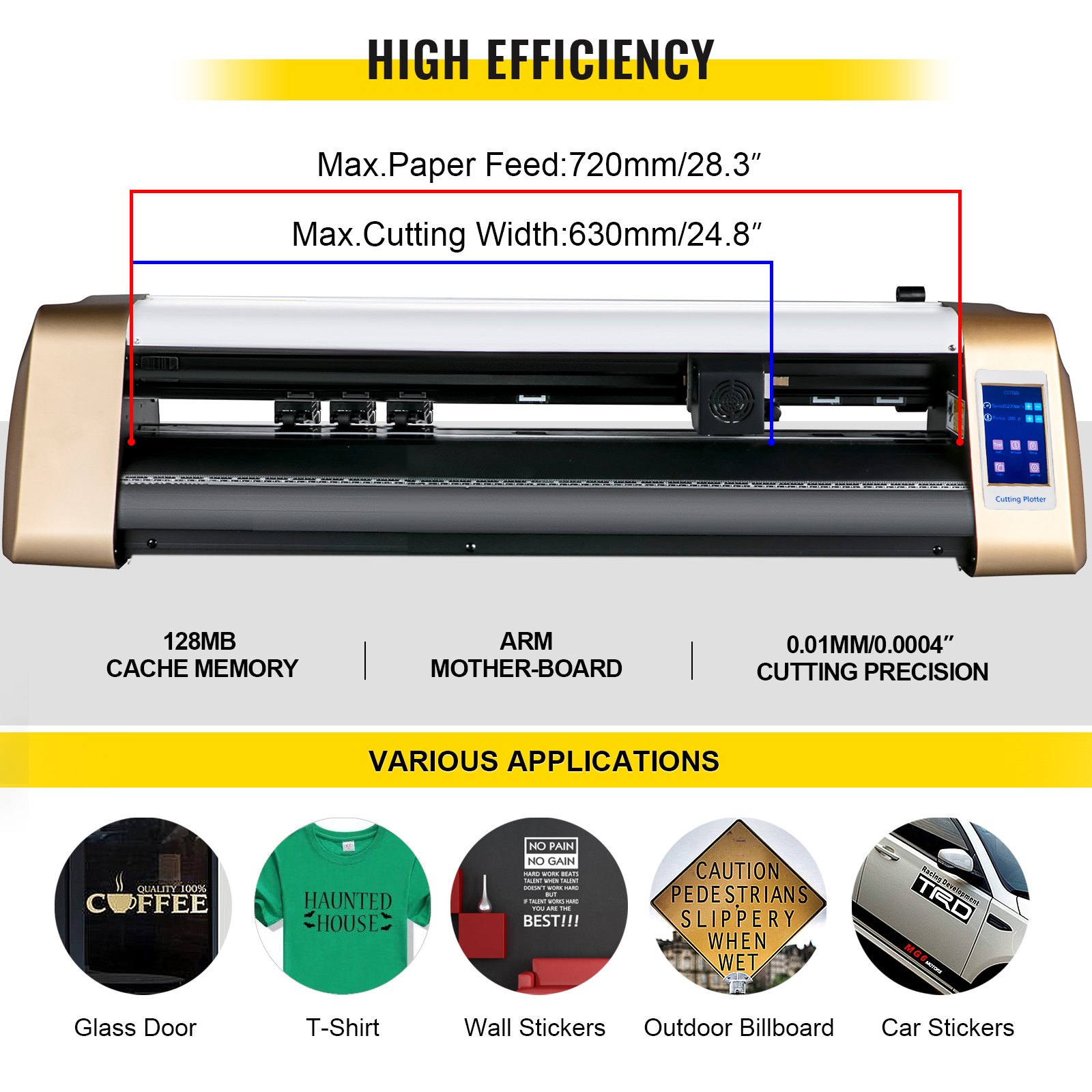 VEVOR Vinyl Cutter Machine, 720mm Cutting Plotter, Automatic Camera Contour Cutting 28” Plotter Printer with Touch Screen & Servo Motor Vinyl Cutting Machine Adjustable Force and Speed for Sign Making