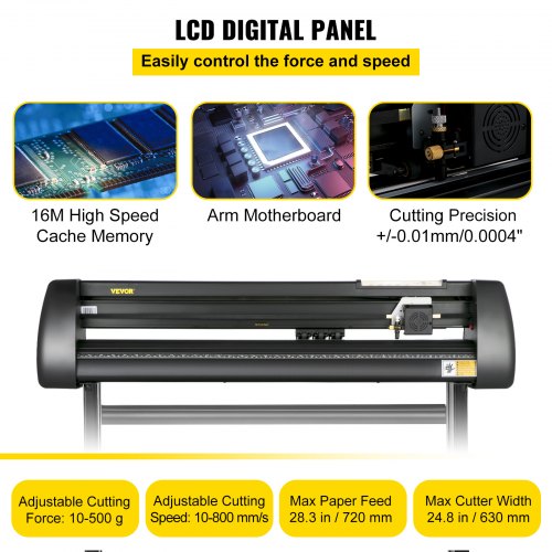VEVOR Line Free Vinyl Cutter Machine, 720mm Vinyl Printer, 28 inch Plotter Printer U-Disk with Sturdy Floor Stand Vinyl Cutting Machine Adjustable Force Plotter Cutter Machine