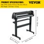 VEVOR Line Free Vinyl Cutter Machine, 720mm Vinyl Printer, 28 inch Plotter Printer U-Disk with Sturdy Floor Stand Vinyl Cutting Machine Adjustable Force Plotter Cutter Machine