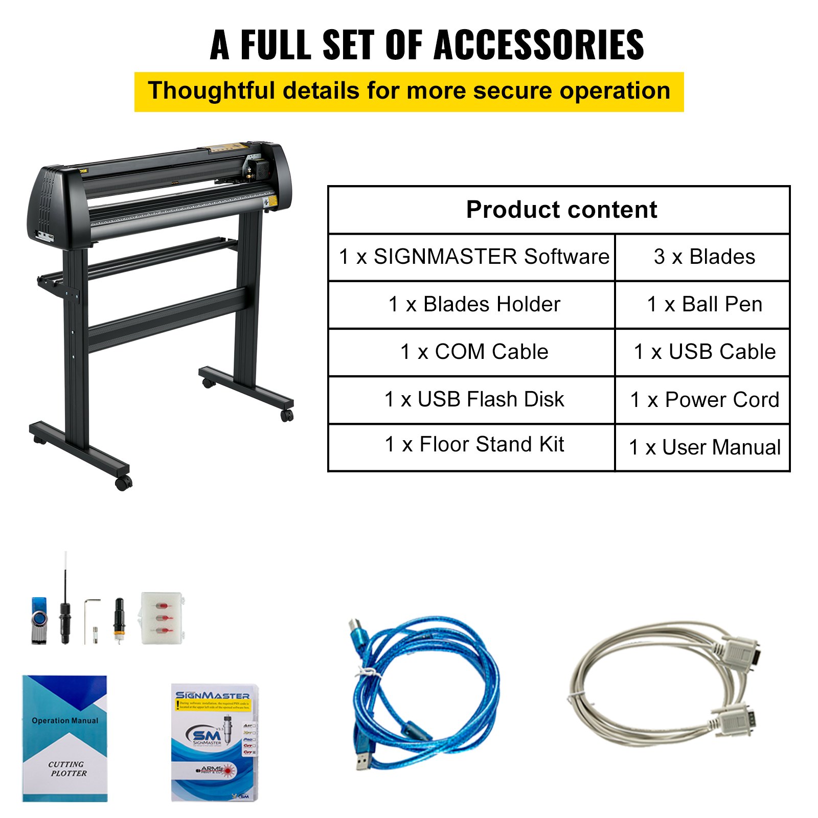VEVOR Line Free Vinyl Cutter Machine, 720mm Vinyl Printer, 28 inch Plotter Printer U-Disk with Sturdy Floor Stand Vinyl Cutting Machine Adjustable Force Plotter Cutter Machine