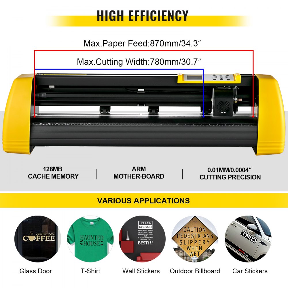 VEVOR Vinyl Cutter Machine, 870mm Cutting Plotter, Automatic Camera Contour Cutting 34 in Plotter Printer with Floor Stand Adjustable Force and Speed for Sign Making Plotter Cutter