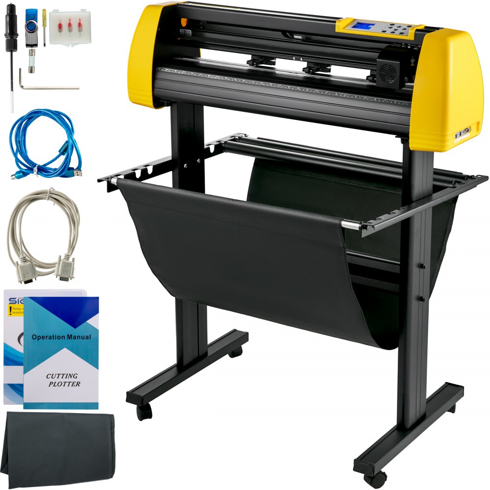 VEVOR Vinyl Cutter Machine, 870mm Cutting Plotter, Automatic Camera Contour Cutting 34 in Plotter Printer with Floor Stand Adjustable Force and Speed for Sign Making Plotter Cutter