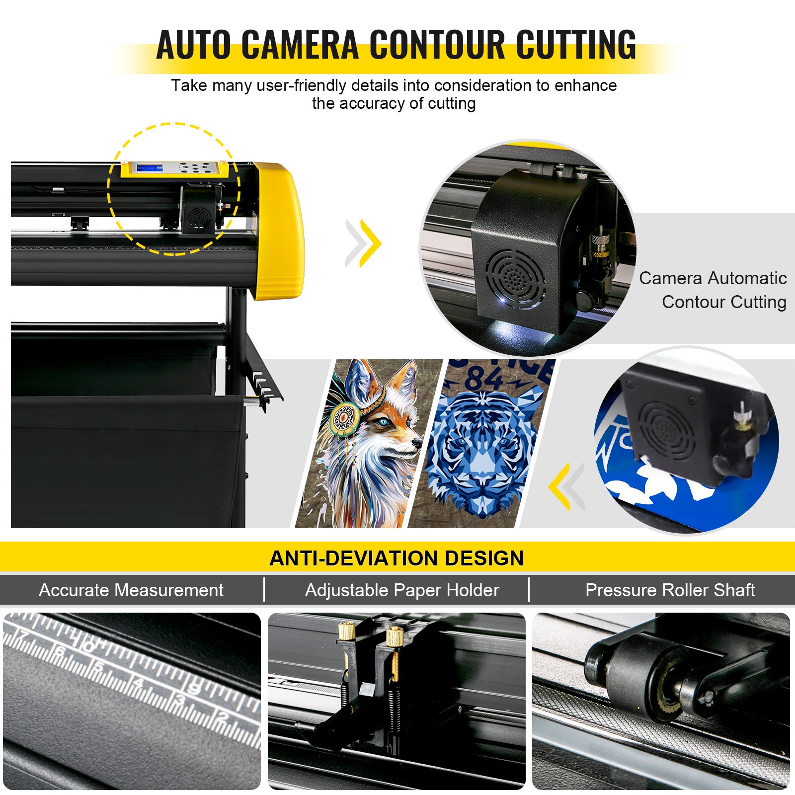 VEVOR Vinyl Cutter Machine, 870mm Cutting Plotter, Automatic Camera Contour Cutting 34 in Plotter Printer with Floor Stand Adjustable Force and Speed for Sign Making Plotter Cutter