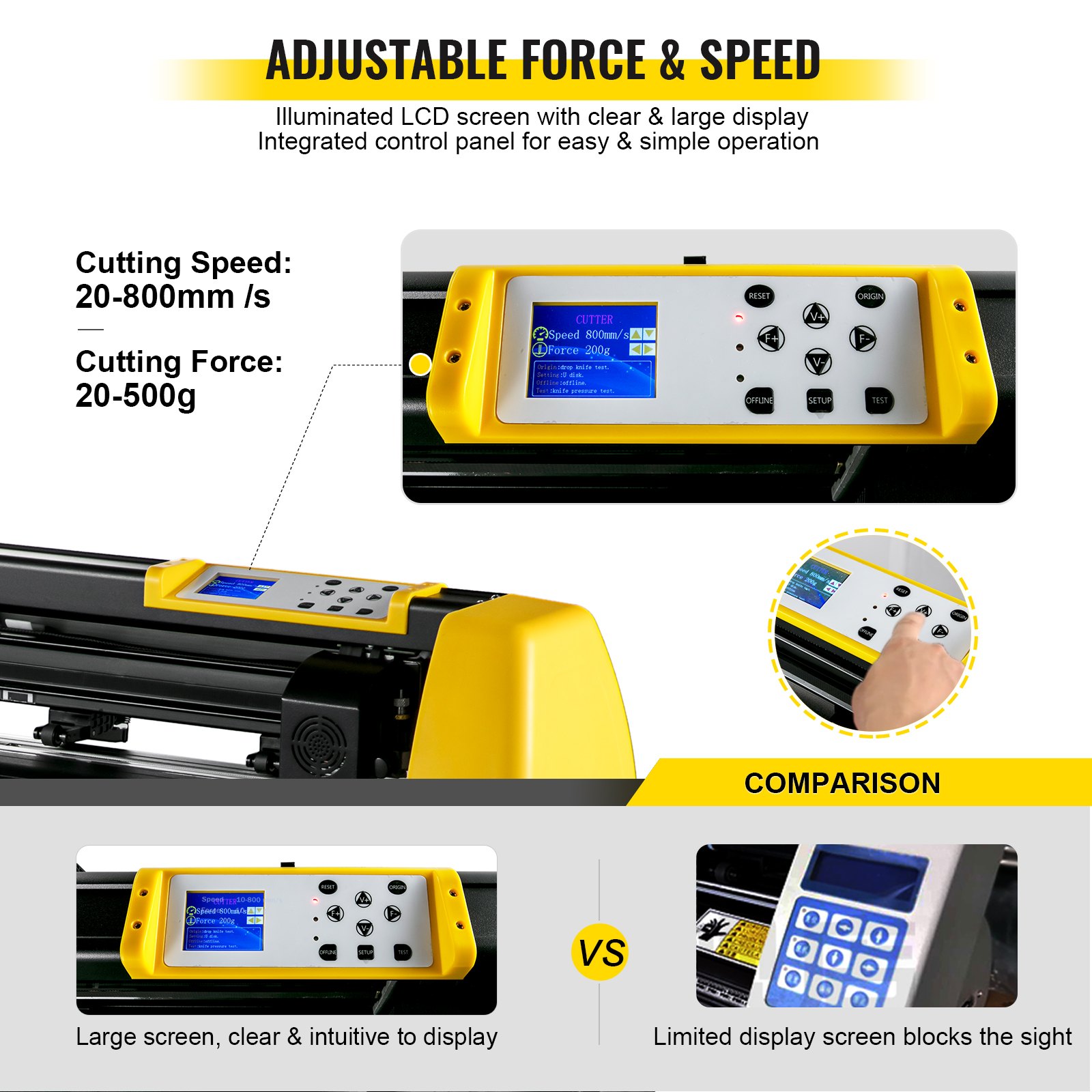 VEVOR Vinyl Cutter Machine, 870mm Cutting Plotter, Automatic Camera Contour Cutting 34 in Plotter Printer with Floor Stand Adjustable Force and Speed for Sign Making Plotter Cutter