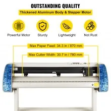 VEVOR Vinyl Cutter 870mm Vinyl Cutter Machine Maximum Paper Feed 34inch White Vinyl Plotter Cutter Machine Vinyl Plotter with Sturdy Floor Stand Adjustable Force and Speed for Sign Making
