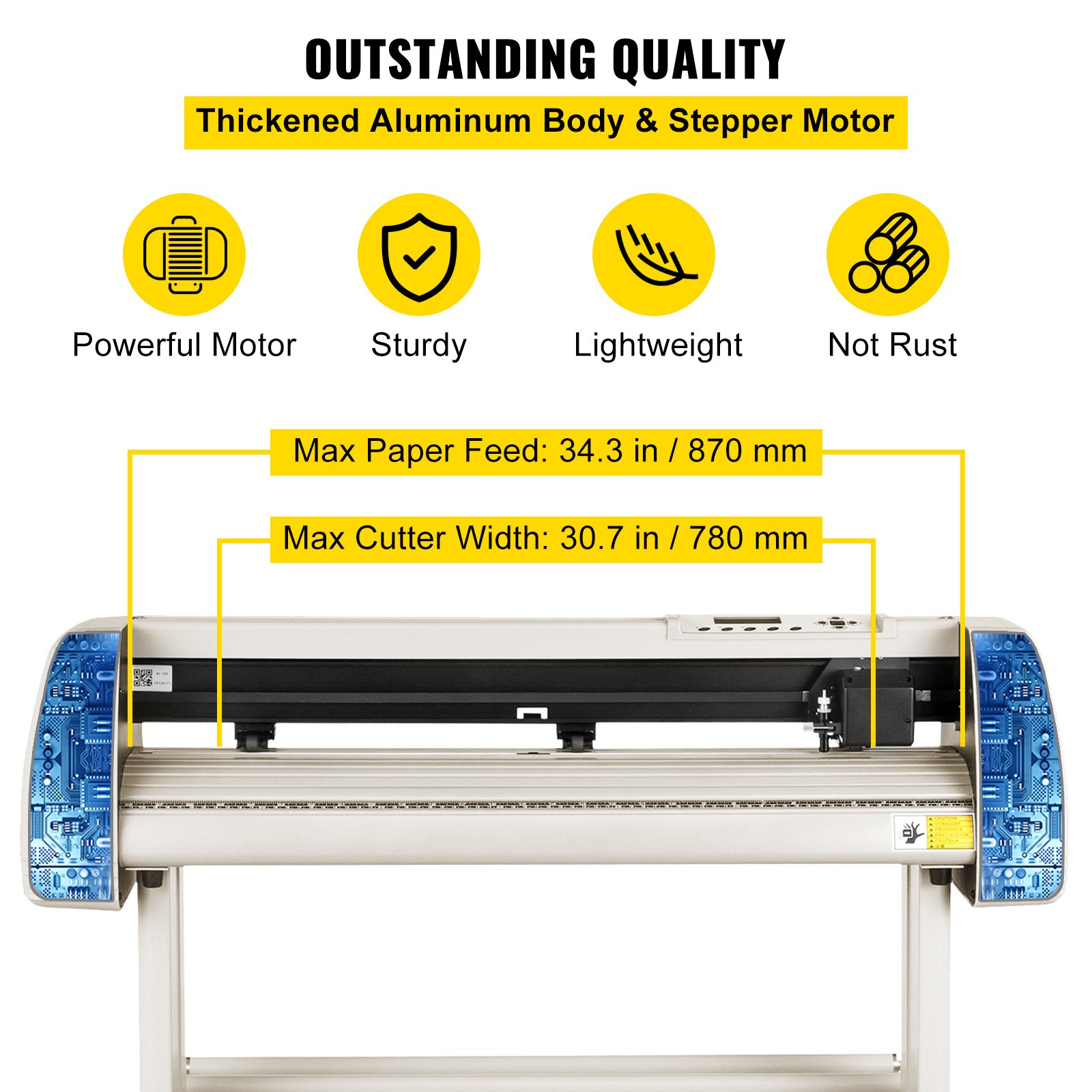 VEVOR Vinyl Cutter 870mm Vinyl Cutter Machine Maximum Paper Feed 34inch White Vinyl Plotter Cutter Machine Vinyl Plotter with Sturdy Floor Stand Adjustable Force and Speed for Sign Making