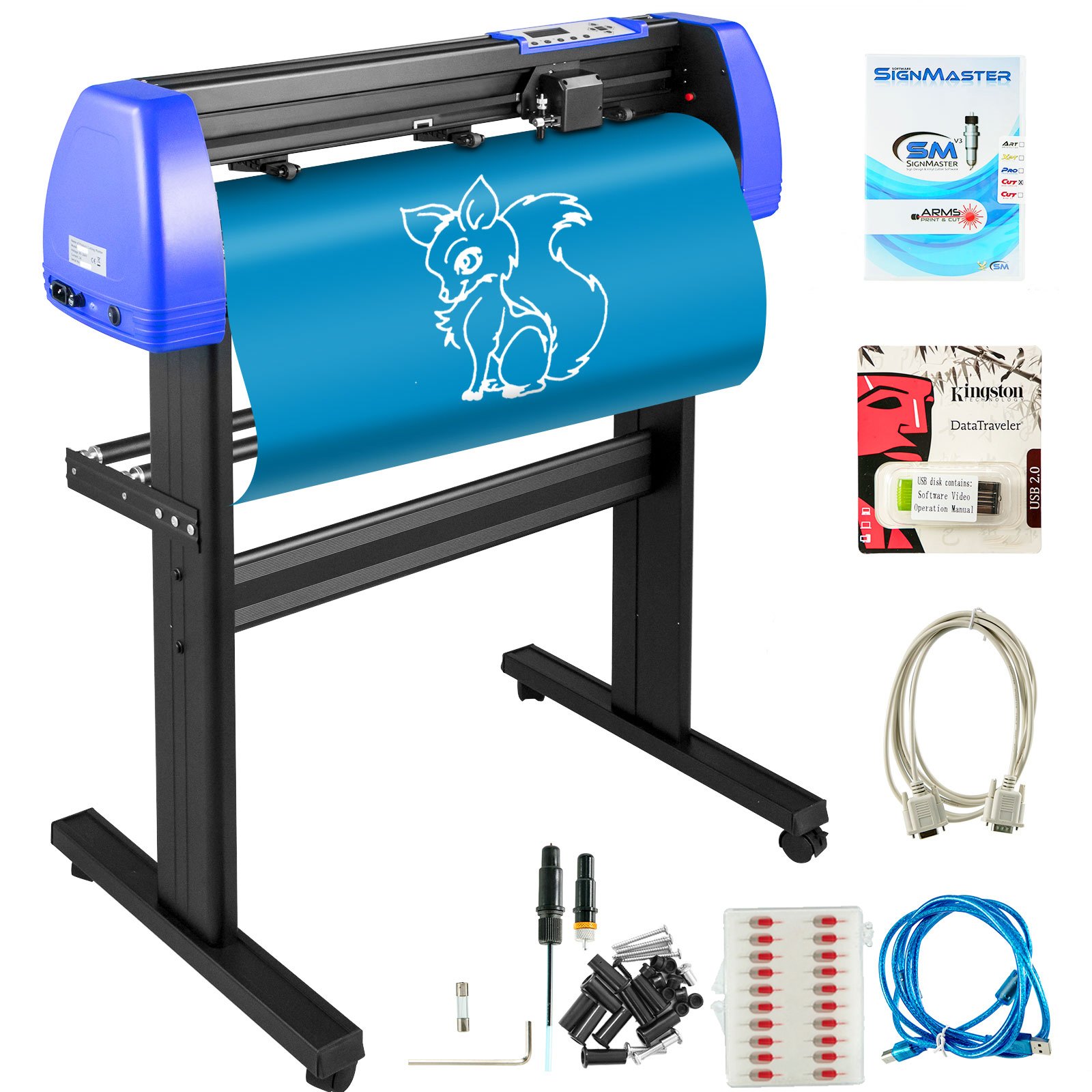 VEVOR Vinyl Cutter 870mm Vinyl Cutter Machine Maximum Paper Feed 34inch Vinyl Plotter Cutter Machine with Sturdy Floor Stand Adjustable Force and Speed for Sign Making Vinyl Plotter