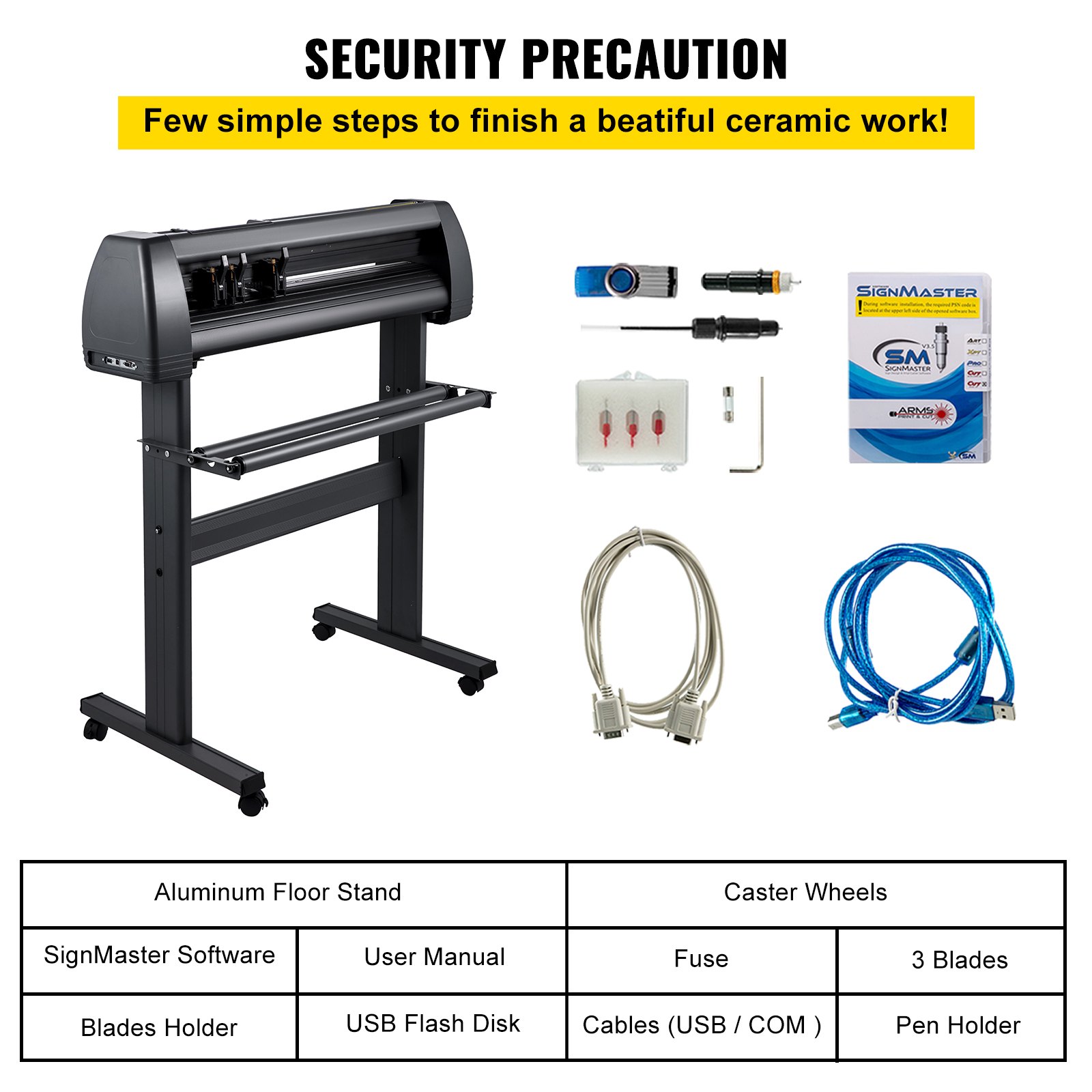 VEVOR Line Free Vinyl Cutter Machine 870mm Vinyl Printer U-Disk Offline Operation, 34 inch Plotter Printer with Sturdy Floor Stand Vinyl Cutting Machine Adjustable Force Plotter Cutter