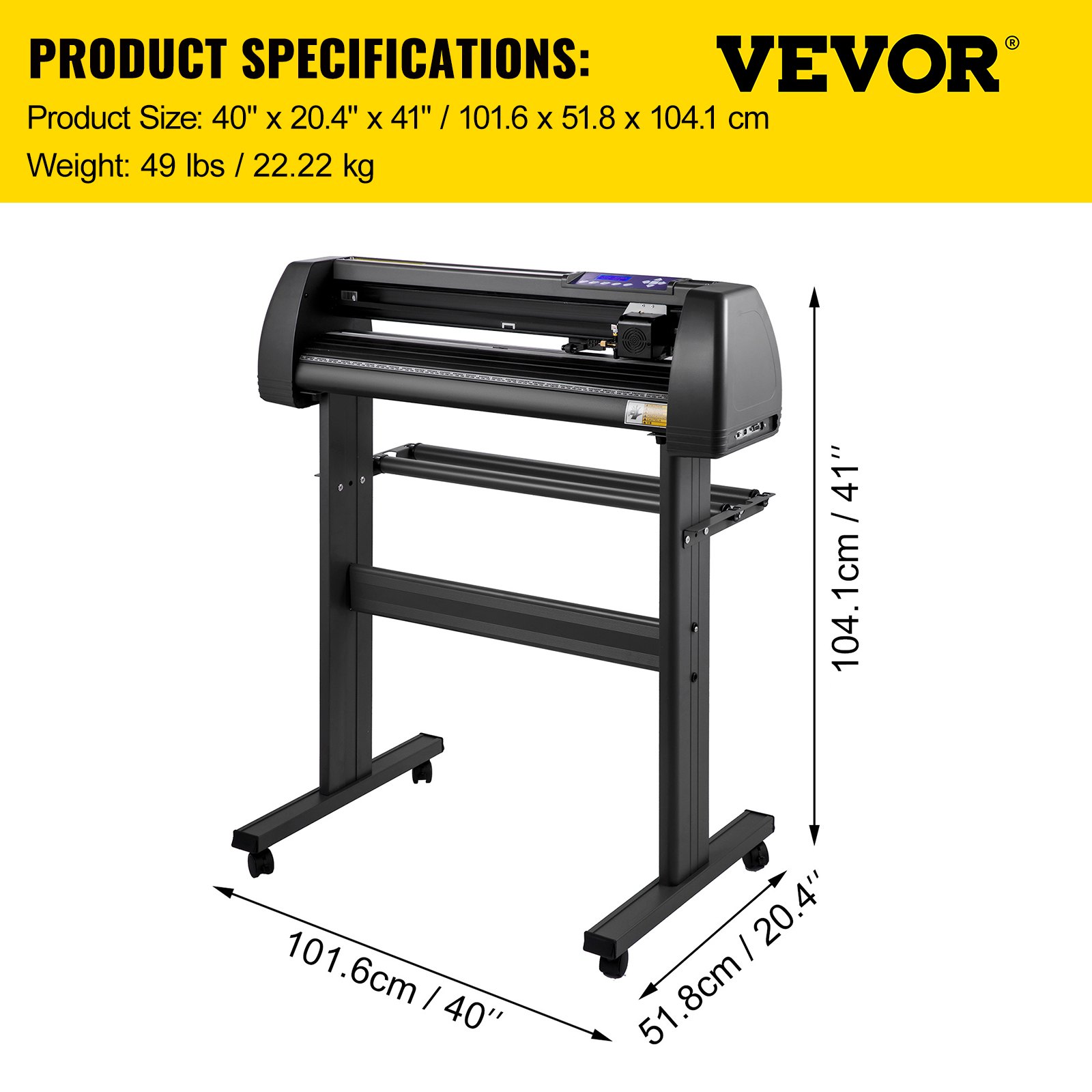 VEVOR Line Free Vinyl Cutter Machine 870mm Vinyl Printer U-Disk Offline Operation, 34 inch Plotter Printer with Sturdy Floor Stand Vinyl Cutting Machine Adjustable Force Plotter Cutter