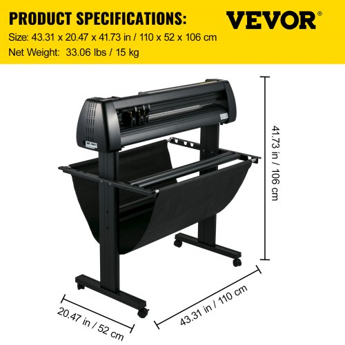 VEVOR Vinyl Cutter Machine 870mm Vinyl Printer, 34 inch Plotter Printer U-disk Offline with Accessories & Floor Stand Vinyl Cutting Machine Adjustable Force and Speed for Sign Making Plotter Cutter