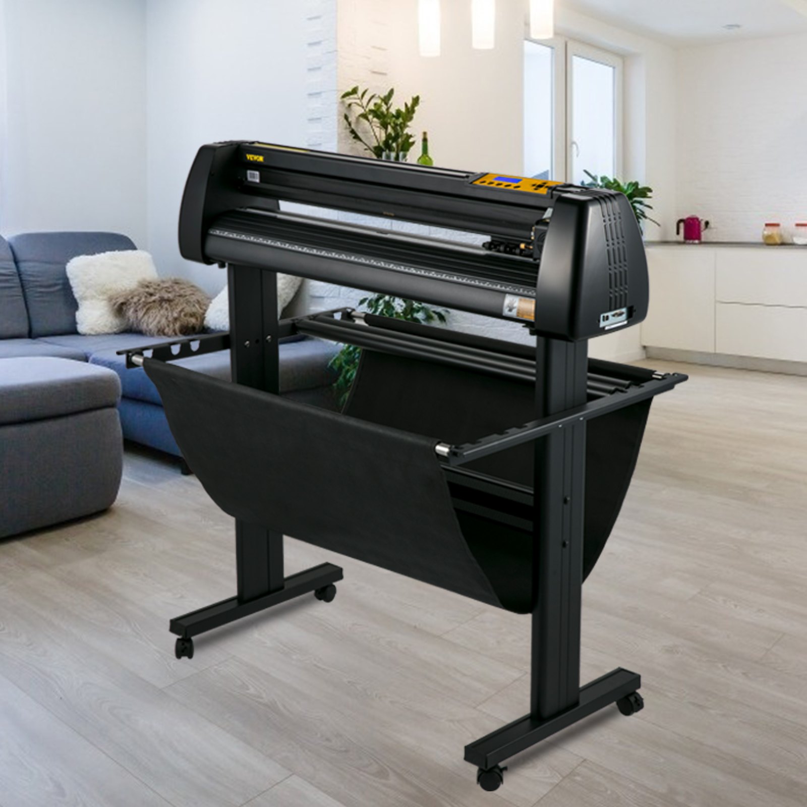 VEVOR Vinyl Cutter Machine 870mm Vinyl Printer, 34 inch Plotter Printer U-disk Offline with Accessories & Floor Stand Vinyl Cutting Machine Adjustable Force and Speed for Sign Making Plotter Cutter