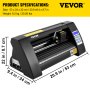 VEVOR vinilvágó, 375 mm-es vinil plotter, LED-képernyő plottervágó, félautomata beépített optikai szem, kompatibilis a SignCut szoftverrel Mac és Windows rendszerekhez, asztali számítógépek tervezéséhez