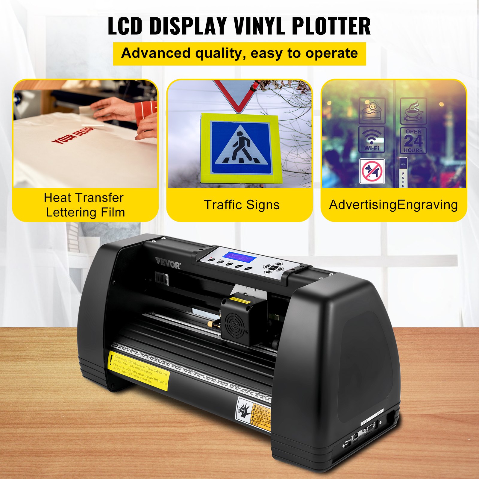 VEVOR Vinyl Cutter Machine, 14" Vinyl Plotter, LCD Display Plotter Cutter, Three Adjustable  Pinch Rollers Sign Cutting Plotter, Vinyl Cutter with SignCut and Signmaster Software for Design and Cut