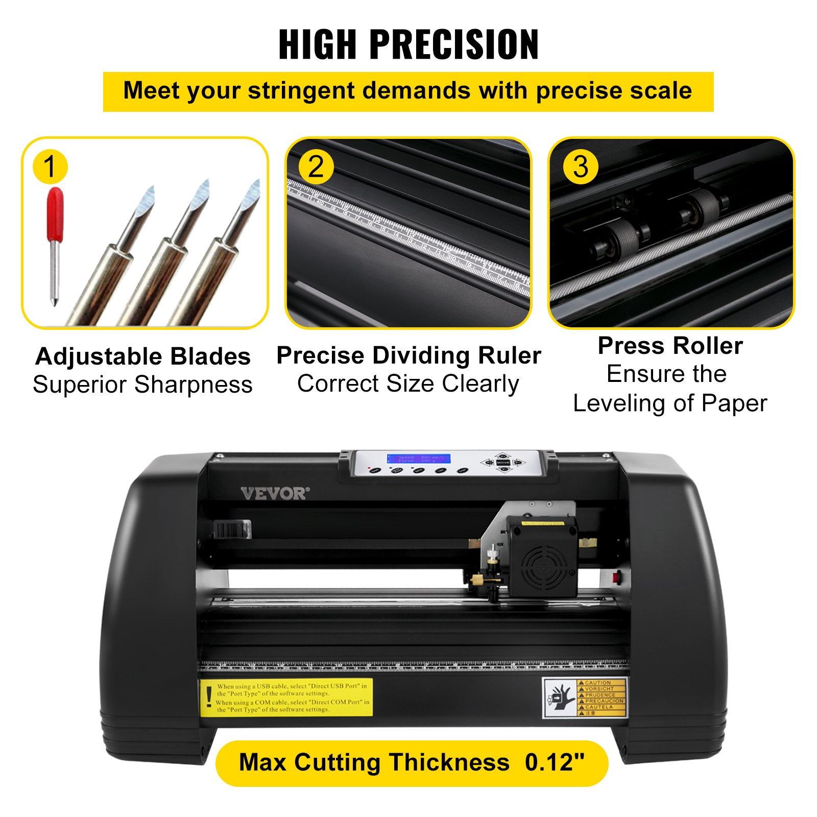 VEVOR Vinyl Cutter Machine, 14" Vinyl Plotter, LCD Display Plotter Cutter, Three Adjustable  Pinch Rollers Sign Cutting Plotter, Vinyl Cutter with SignCut and Signmaster Software for Design and Cut